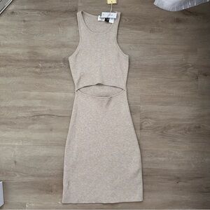 Aritzia Cut Out Knit Tank Dress in Oatmeal
